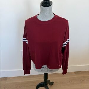 Hollister Maroon Crewneck Waffle with Stripes